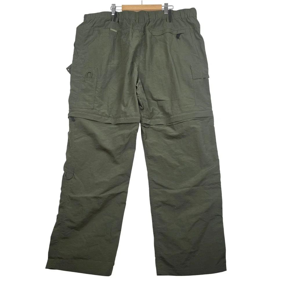 Mens Olive Green Convertible Zip Off Cargo Hiking Pants Packable Pocket NEW